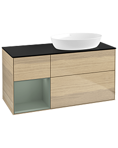 Villeroy und Boch Finion Villeroy und Boch Finion GA42GMPC 120cm, cover plate black matt, Emotion, shelves olive matt lacquer, Oak Veneer