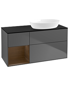 Villeroy und Boch Finion Villeroy und Boch Finion GA42GNGK 120cm, cover plate black matt, Emotion, shelves Walnut Veneer , anthracite matt