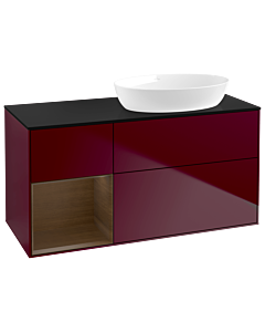 Villeroy und Boch Finion Villeroy und Boch Finion GA42GNHB 120cm, cover plate black matt, Emotion, shelves Walnut Veneer , Peony Matt