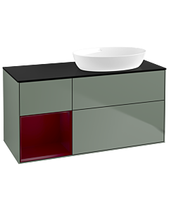 Villeroy und Boch Finion Villeroy und Boch Finion GA42HBGM 120cm, cover plate black matt, Emotion, shelves Peony matt lacquer, Olive Matt Lacquer