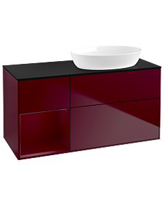 Villeroy und Boch Finion Villeroy und Boch GA42HBHB 120cm, plaque de recouvrement noire mate, Emotion, étagères en laque matte Peony , Peony Matt