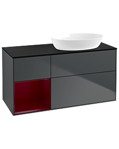 Villeroy und Boch Finion Waschtischunterschrank GA42HBHG 120cm, Abdeckplatte black matt, Emotion, Regale Peony matt lacquer, Midnight Blue Matt Lacquer