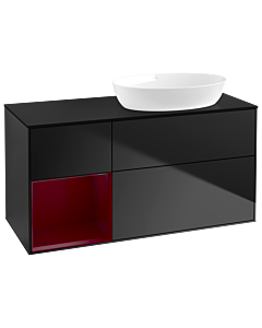 Villeroy und Boch Finion Villeroy und Boch Finion GA42HBPD 120cm, cover plate black matt, Emotion, shelves Peony matt lacquer, black matt lacquer