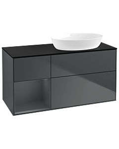 Villeroy und Boch Finion Waschtischunterschrank GA42HGHG 120cm, Abdeckplatte black matt, Emotion, Regale Midnight matt lacquer, Midnight Blue Matt Lacquer