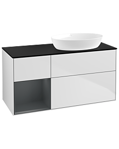Villeroy und Boch Finion Villeroy und Boch Finion GA42HGMT 120cm, cover plate black matt, Emotion, shelves midnight matt lacquer, white matt lacquer