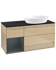 Villeroy und Boch Finion Villeroy und Boch Finion GA42HGPC 120cm, cover plate black matt, Emotion, shelves Midnight matt lacquer, Oak Veneer