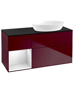 Villeroy und Boch Finion Villeroy und Boch Finion GA42MTHB 120cm, cover plate black matt, Emotion, shelves white matt lacquer, Peony Matt