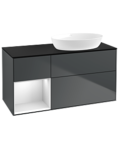 Villeroy und Boch Finion Waschtischunterschrank GA42MTHG 120cm, Abdeckplatte black matt, Emotion, Regale White matt lacquer, Midnight Blue Matt Lacquer