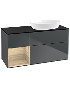 Villeroy und Boch Finion Villeroy und Boch GA42PCHG 120cm, plaque de recouvrement noir mat, Emotion, étagères Oak Veneer , Midnight Blue Matt Lacquer