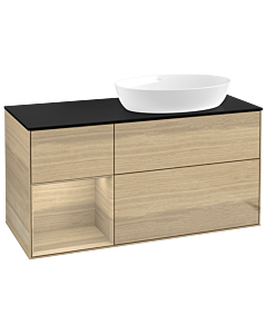 Villeroy und Boch Finion Waschtischunterschrank GA42PCPC 120cm, Abdeckplatte black matt, Emotion, Regale Oak Veneer, Oak Veneer
