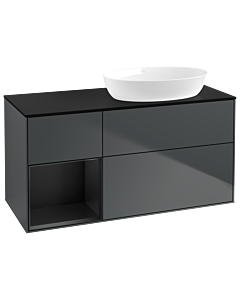 Villeroy und Boch Finion Waschtischunterschrank GA42PDHG 120cm, Abdeckplatte black matt, Emotion, Regale Black matt lacquer, Midnight Blue Matt Lacquer