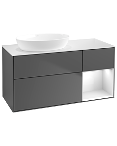 Villeroy und Boch Finion Villeroy und Boch Finion GA51GFGK 120cm, cover plate white matt, Emotion, shelves Glossy white lacquer, anthracite matt