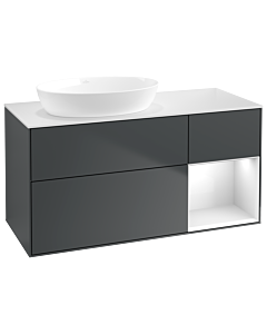 Villeroy und Boch Finion Villeroy und Boch GA51GFHG 120cm, plaque de recouvrement blanc mat, Emotion, étagères Laque blanche brillante, Midnight Blue Matt Lacquer