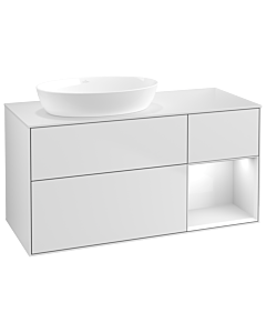 Villeroy und Boch Finion Waschtischunterschrank GA51GFMT 120cm, Abdeckplatte white matt, Emotion, Regale Glossy white lacquer, White matt lacquer