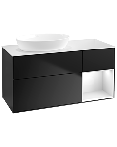 Villeroy und Boch Finion Villeroy und Boch Finion GA51GFPD 120cm, cover plate white matt, Emotion, shelves Glossy white lacquer, Black matt lacquer