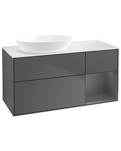 Villeroy und Boch Finion Waschtischunterschrank GA51GKGK 120cm, Abdeckplatte white matt, Emotion, Regale Anthracite matt lacquer, Anthracite matt