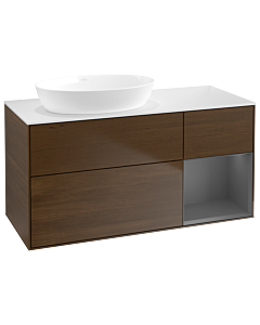 Villeroy und Boch Finion Villeroy und Boch Finion GA51GKGN 120cm, cover plate white matt, Emotion, shelves anthracite matt lacquer, walnut veneer