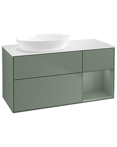 Villeroy und Boch Finion Waschtischunterschrank GA51GMGM 120cm, Abdeckplatte white matt, Emotion, Regale Olive matt lacquer, Olive Matt Lacquer