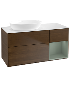 Villeroy und Boch Finion Villeroy und Boch Finion GA51GMGN 120cm, cover plate white matt, Emotion, shelves olive matt lacquer, walnut veneer