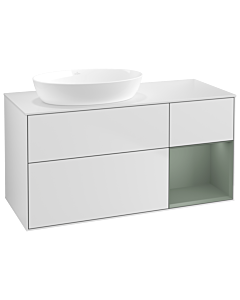 Villeroy und Boch Finion Villeroy und Boch Finion GA51GMMT 120cm, cover plate white matt, Emotion, shelves olive matt lacquer, white matt lacquer
