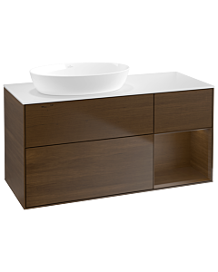 Villeroy und Boch Finion Waschtischunterschrank GA51GNGN 120cm, Abdeckplatte white matt, Emotion, Regale Walnut Veneer, Walnut veneer