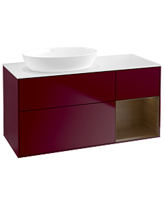 Villeroy und Boch Finion Villeroy und Boch GA51GNHB 120cm, plaque de recouvrement blanc mat, emotion, étagères Walnut Veneer , Peony Matt