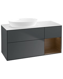 Villeroy und Boch Finion Villeroy und Boch GA51GNHG 120cm, plaque de recouvrement blanc mat, Emotion, étagères Walnut Veneer , Midnight Blue Matt Lacquer