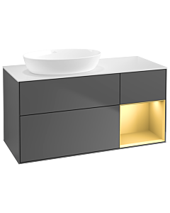 Villeroy und Boch Finion Waschtischunterschrank GA51HFGK 120cm, Abdeckplatte white matt, Emotion, Regale Gold matt lacquer, Anthracite matt