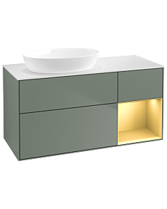 Villeroy und Boch Finion Villeroy und Boch Finion GA51HFGM 120cm, cover plate white matt, Emotion, shelves gold matt lacquer, Olive Matt Lacquer