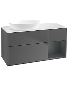 Villeroy und Boch Finion Waschtischunterschrank GA51HGGK 120cm, Abdeckplatte white matt, Emotion, Regale Midnight matt lacquer, Anthracite matt
