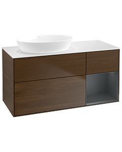 Villeroy und Boch Finion Villeroy und Boch Finion GA51HGGN 120cm, cover plate white matt, Emotion, shelves Midnight matt lacquer, walnut veneer