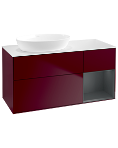 Villeroy und Boch Finion Villeroy und Boch GA51HGHB 120cm, plaque de recouvrement blanc mat, Emotion, étagères laqué mat Midnight, Peony Matt