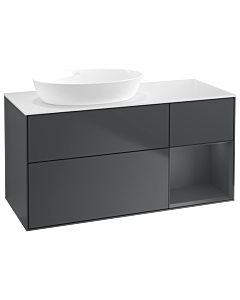 Villeroy und Boch Finion Villeroy und Boch GA51HGHG 120cm, plaque de recouvrement blanc mat, Emotion, étagères Midnight laqué mat, Midnight Blue Matt Lacquer
