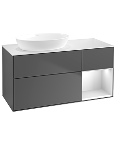 Villeroy und Boch Finion Villeroy und Boch GA51MTGK 120cm, plaque de recouvrement blanc mat, Emotion, étagères laqué blanc mat, anthracite mat