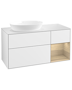 Villeroy und Boch Finion Waschtischunterschrank GA51PCGF 120cm, Abdeckplatte white matt, Emotion, Regale Oak Veneer, Glossy white lacquer