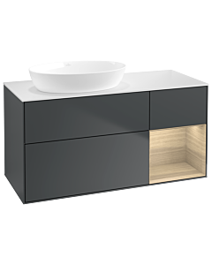Villeroy und Boch Finion Villeroy und Boch GA51PCHG 120cm, plaque de recouvrement blanc mat, Emotion, étagères Oak Veneer , Midnight Blue Matt Lacquer