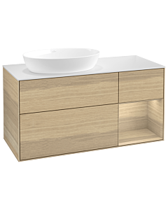 Villeroy und Boch Finion Villeroy und Boch GA51PCPC 120cm, plaque de recouvrement blanc mat, emotion, étagères Oak Veneer , Oak Veneer