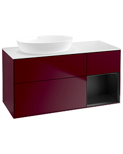 Villeroy und Boch Finion Waschtischunterschrank GA51PDHB 120cm, Abdeckplatte white matt, Emotion, Regale Black matt lacquer, Peony Matt