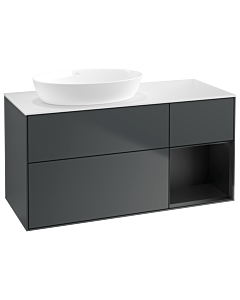 Villeroy und Boch Finion Villeroy und Boch GA51PDHG 120cm, plaque de recouvrement blanc mat, Emotion, étagères laqué noir mat, Midnight Blue Matt Lacquer