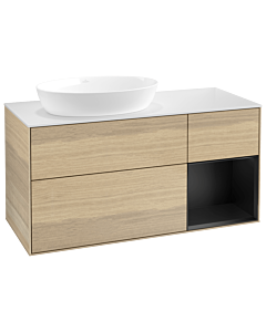 Villeroy und Boch Finion Villeroy und Boch Finion GA51PDPC 120cm, cover plate white matt, Emotion, shelves black matt lacquer, Oak Veneer