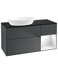 Villeroy und Boch Finion Villeroy und Boch GA52GFHG 120cm, plaque de recouvrement noir mat, Emotion, étagères Laque blanche brillante, Midnight Blue Matt Lacquer