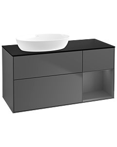 Villeroy und Boch Finion Waschtischunterschrank GA52GKGK 120cm, Abdeckplatte black matt, Emotion, Regale Anthracite matt lacquer, Anthracite matt