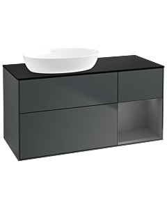 Villeroy und Boch Finion Waschtischunterschrank GA52GKHG 120cm, Abdeckplatte black matt, Emotion, Regale Anthracite matt lacquer, Midnight Blue Matt Lacquer