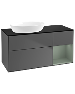Villeroy und Boch Finion Villeroy und Boch Finion GA52GMGK 120cm, cover plate black matt, Emotion, shelves olive matt lacquer, anthracite matt