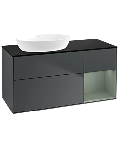 Villeroy und Boch Finion Waschtischunterschrank GA52GMHG 120cm, Abdeckplatte black matt, Emotion, Regale Olive matt lacquer, Midnight Blue Matt Lacquer