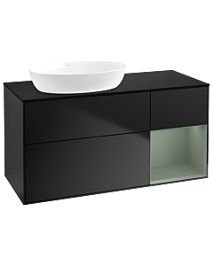 Villeroy und Boch Finion Villeroy und Boch Finion GA52GMPD 120cm, cover plate black matt, Emotion, shelves olive matt lacquer, black matt lacquer