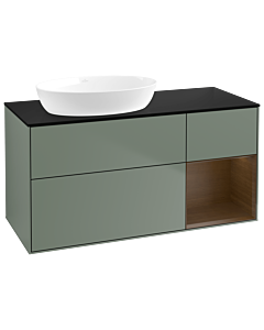 Villeroy und Boch Finion Villeroy und Boch Finion GA52GNGM 120cm, cover plate black matt, Emotion, shelves Walnut Veneer , Olive Matt Lacquer