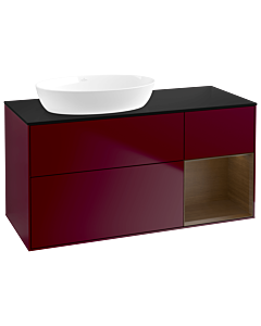 Villeroy und Boch Finion Villeroy und Boch GA52GNHB 120cm, plaque de recouvrement noir mat, emotion, étagères Walnut Veneer , Peony Matt