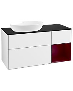 Villeroy und Boch Finion Waschtischunterschrank GA52HBGF 120cm, Abdeckplatte black matt, Emotion, Regale Peony matt lacquer, Glossy white lacquer