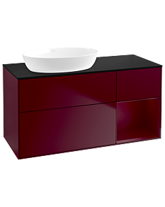Villeroy und Boch Finion Waschtischunterschrank GA52HBHB 120cm, Abdeckplatte black matt, Emotion, Regale Peony matt lacquer, Peony Matt